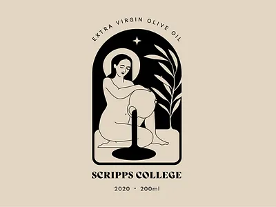 Scripps College Olive Oil Logo art branding design flat illustration logo olive oil