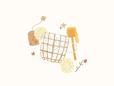 evening tea cute flora flowers honey lemon mug tea tea packet