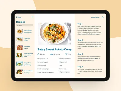Daily UI: Recipe app design apple design application design daily ui dailyui design ios app design ipad ipad app ipad app design ipad application ipad design recipe recipe app recipes ui ui ux ui design uidesign uiux