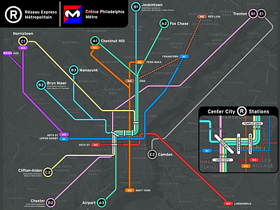 SEPTA, but make it like Paris! illustration map paris philadelphia septa transit transit map vector