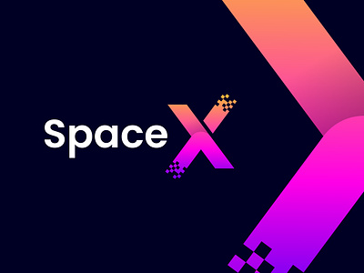SpaceX branding digital galaxy gradient identify logo logomark nasa plannet platform rocket s p a c e x space space logo space x tech technology vercual earth x x logo