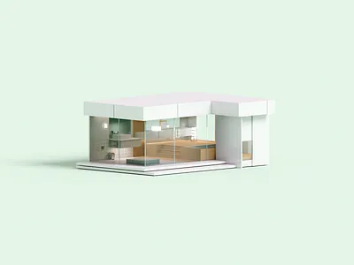 Grid 3d architecture illustration minimal render voxel voxelart