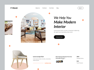 Interior Landing page branding design designer e commerce design figma furniture website interior landing page landing page design ui ui experience ui expert uiux user case study user interface web app web design web experience