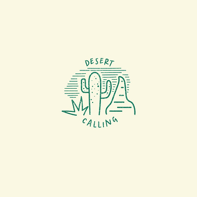 Desert Calling cactus desert design hand drawn illustration line art logo typography vector