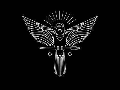 Art by Elina Brand bird black branding design feathers logo monoline paint paint brush secondary start vector white wing wings