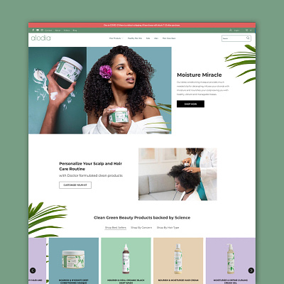 Alodia Hair Care Homepage Redesign branding design shopify ui ux website design