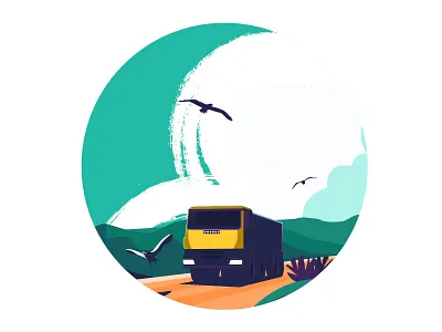 Truck#1 bird cartoon colorful design flat illustration illustrator lanscape minimal modern truck vector