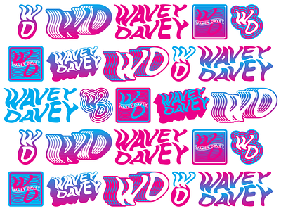 Wavey Davey Flash Sheet 80s blue branding flash sheet glass animals gradient gradient logo logo logodesign logos music pineapple pink psychadelic surf surfing tokyo drifting wavey wavey davey wd