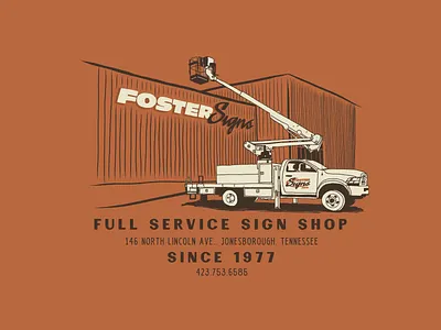 Fosters burnt business fresco illustration rugged signshop truck