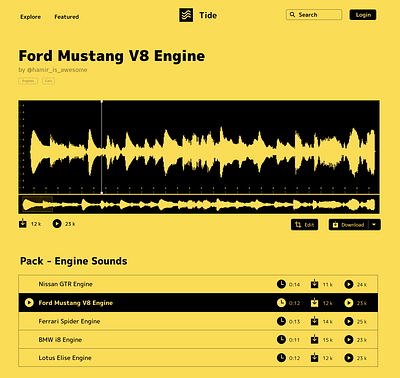 Tide - Explore new sounds audio audio editor audio player music waveform web design