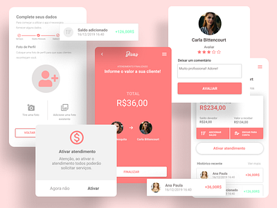 Beauty App - Divas app application art beauty beauty app components design interface mobile nail nails pink review ui ux