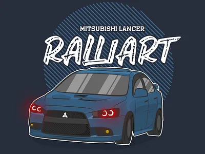 MITSUBISHI LANCER RALLIART automotive burnout car cars emblem illustration japan japanese jdm lancer mitsubishi muscle racecar racing ralliart speed supercar transportation vector vehicle
