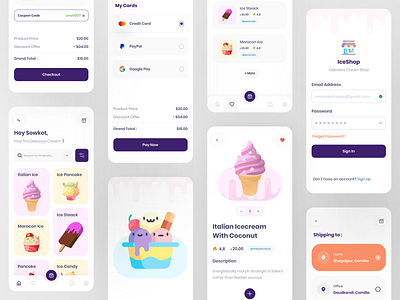 IceShop - Ice Cream Shop 2020 trend 3d app clean ui colorful dribbble best shot ice ice cream icecream illustration mobile mobile app mobile design mobile ui popular shop shopping app trendy ui ux