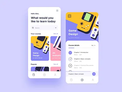 Learning Platform App animation app application clean courses design education illustration learning online product design ui ux