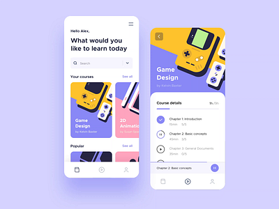 Learning Platform App animation app application clean courses design education illustration learning online product design ui ux