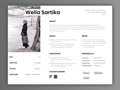 User Persona Template Series adobexd black and white blackandwhite design minimal typography ui ui design uidesign uiux user experience user inteface user persona ux uxdesign whitespace