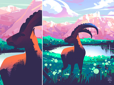 Chamonix deer illustration editorial illustration illustration illustrator landscape illustration mountain nature illustration procreate