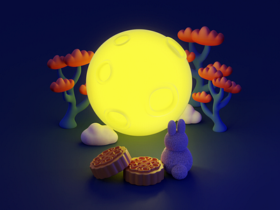 Mid-autumn Day 3d illustration isometric
