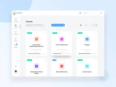 Courses cards clean courses education minimal ui ux