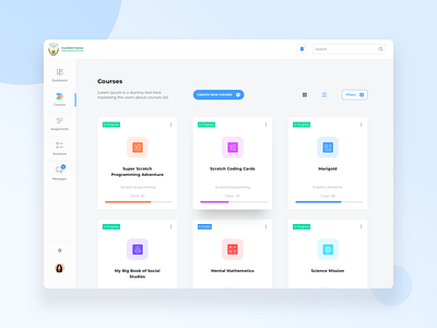 Courses cards clean courses education minimal ui ux