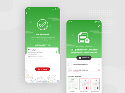 GST Registration Confirm app ui confirm design designer document ecommerce file files green product redesign success ui ui design ui ux upload uploading ux
