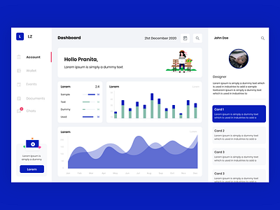 Enterprise Dashboard 3 application bargraph card card design cardlayout dashboard ui design graph icon illustration profile sidebar stats typography ui