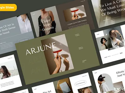 FREE ARJUNE - Creative Google Slides Template aesthetic branding clean company corporate creative design fashion free font google slides gradient graphic design illustration modern motion graphics multipurpose pitchdeck template ui website