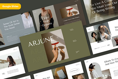 FREE ARJUNE - Creative Google Slides Template aesthetic branding clean company corporate creative design fashion free font google slides gradient graphic design illustration modern motion graphics multipurpose pitchdeck template ui website