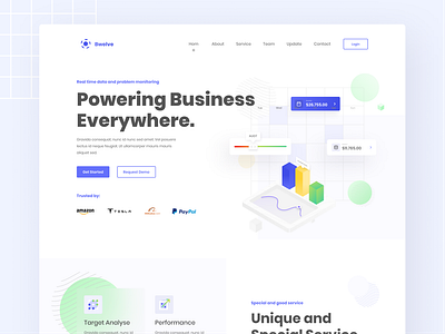 Bwelve Bussines landing page app branding business chart clean design flat header hero homepage icon landing page light minimal ui web website