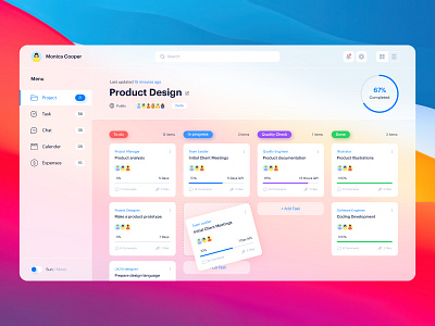 Project Management - Dashboard card dashboard data design interface manager project project managemant task task maganenent ui ux