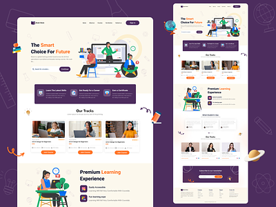 Online Course Landing Page app design clean e-learning education feed landing page landingpage learning management system online class online courses ui-ux uidesign video courses web web design web development web page webdesign website