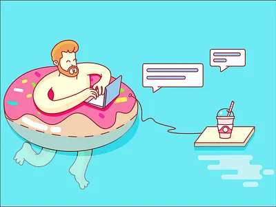 Working From Home design home office icecream illustration summer vector vivid working from home