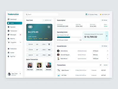 Tradomotion - Fintech App UI/UX banking cards crypto crypto dashboard crypto exchange dashboard design dashboard ui ux d dezzlab finance financial app design fintech fintech application fintech dashboard payments product design transaction