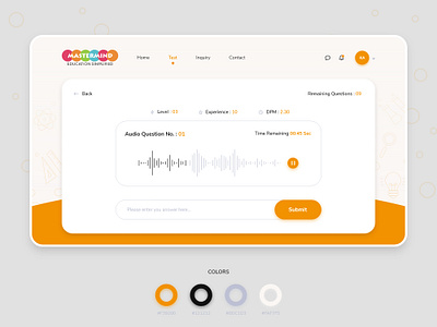 Online Exam 2020 clean dashboard dashboard app exam exam dashboard minimal online exam orange quiz simple student ui ui ux uiux
