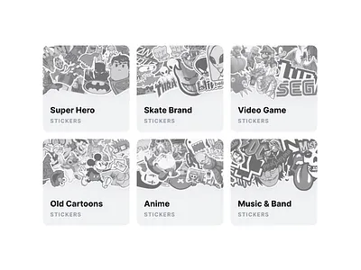 Category Card States — Sticker Bomb Co. animated checkbox interaction selection sticker ui ux web web design