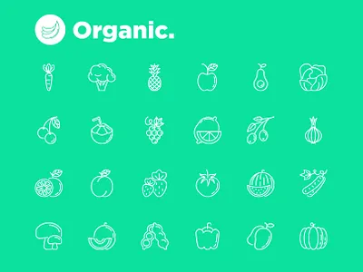 Organic | 25 Thin Line Icons Set icon illustration line set sign symbol thin