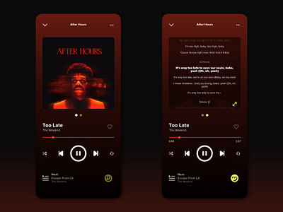 Genius meets Spotify genius lyrics spotify the weeknd theweeknd too late ui ui design uidaily uiux