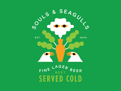 Souls & Seagulls beer beer label branding character creature design flat graphic illustration logo vector