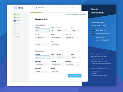 User Information Screen branding clean concept dashboard design figma finance financial interface layout loan mobile navigation screen steps ux