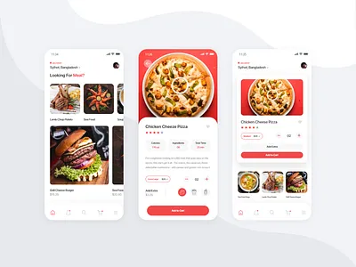 Food App 2d clean design flat food delivery app foodie minimal modern ui ux