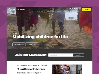 MiracleFeet Site global homepage non profit nonprofit video web web design website