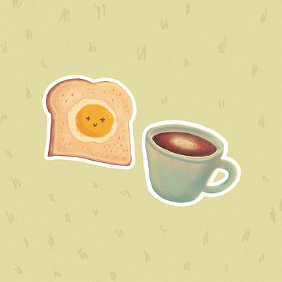 Breakfast Combo artph coffee colors design egg toast food illustration fundraiser illustration quarantine stickers