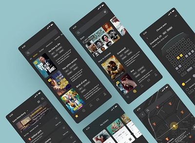 Movie Tickets App booking cinema dark mode dark theme ios ios app map movie app seats tickets