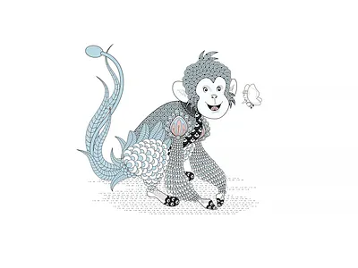 Monkey animation design flat illustration vector 平面 插图 设计