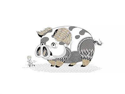 Pig animation design flat illustration vector 平面 插图 设计