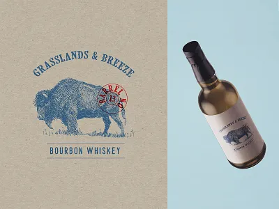 Grasslands and breeze. Label design animal art animal illustration animal logo bottle design bottle label bourbon brand identity branding design identity illustration label logo packaging typography vector vintage vintage logo whiskey and branding whiskey label