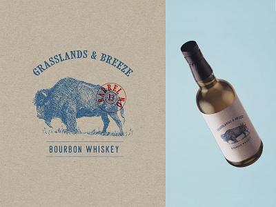 Grasslands and breeze. Label design animal art animal illustration animal logo bottle design bottle label bourbon brand identity branding design identity illustration label logo packaging typography vector vintage vintage logo whiskey and branding whiskey label