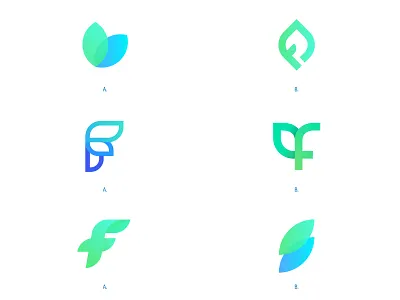 F - Logo concepts blue branding clean design f logo green logo icon identity illustration illustrator leaf f logo leaf logo logo logoai logos logotype minimal plant illustration symbolism symbols