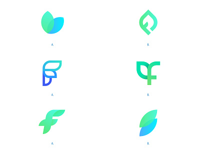 F - Logo concepts blue branding clean design f logo green logo icon identity illustration illustrator leaf f logo leaf logo logo logoai logos logotype minimal plant illustration symbolism symbols