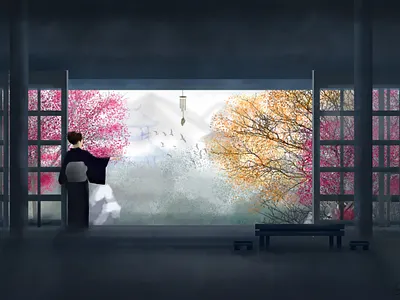 Kimono anime digital art hand drawn illustration